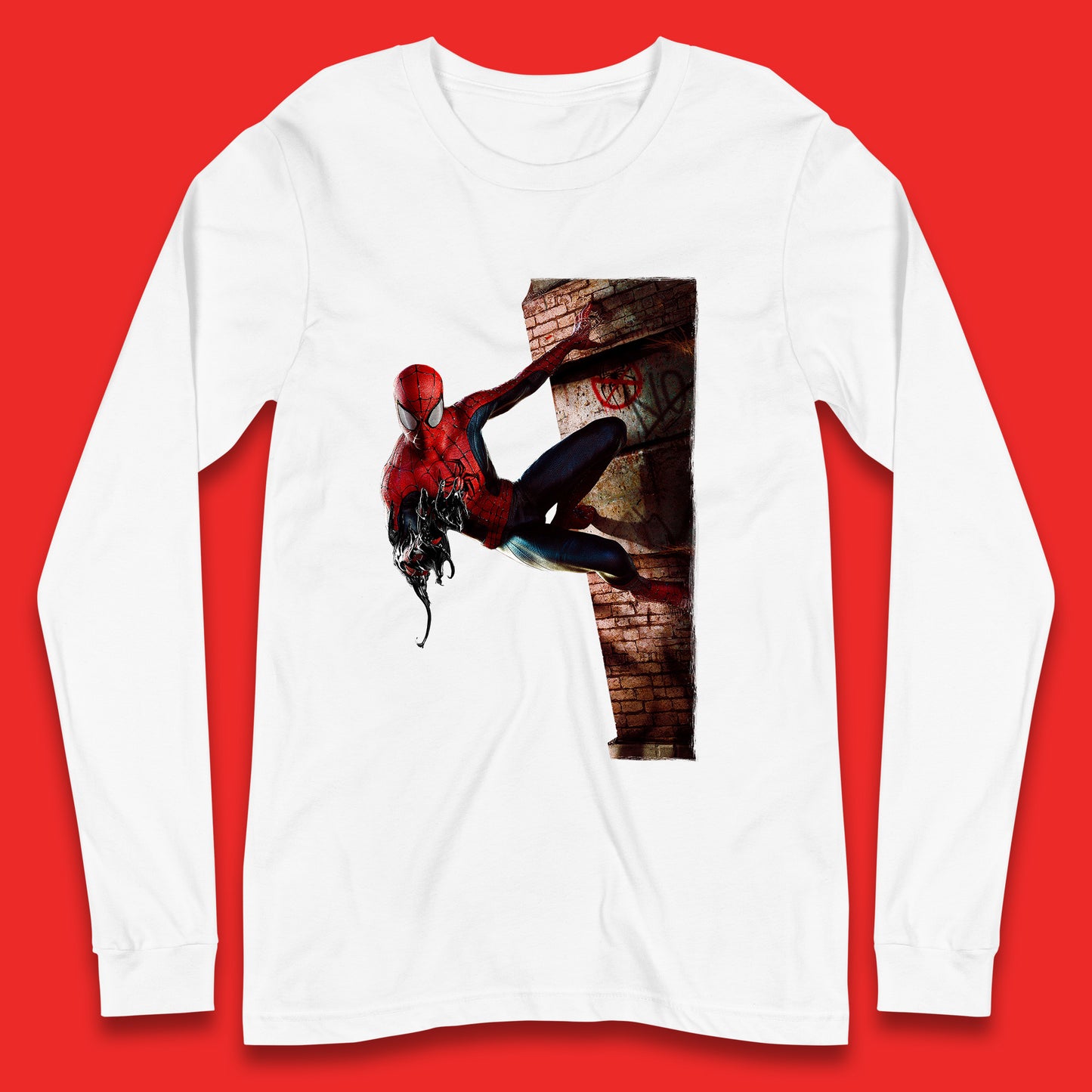 Spider-Man Venom Takeover Spiderman On Building Marvel Comics Character Superhero Marvel Spiderman Long Sleeve T Shirt