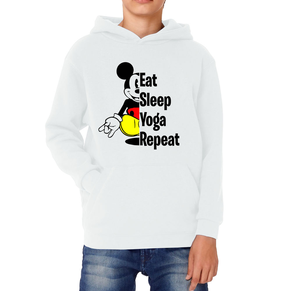 Mickey Mouse Eat Sleep Yoga Repeat Funny Disney Land Exercise Yoga Kids Hoodie