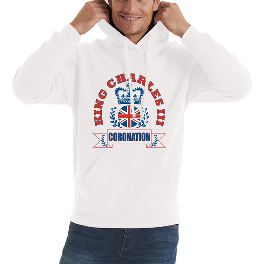 King Charles III 2023 Coronation God Save The King Royal Crown CR III His Majesty Union Jack Uk Flag Unisex Hoodie