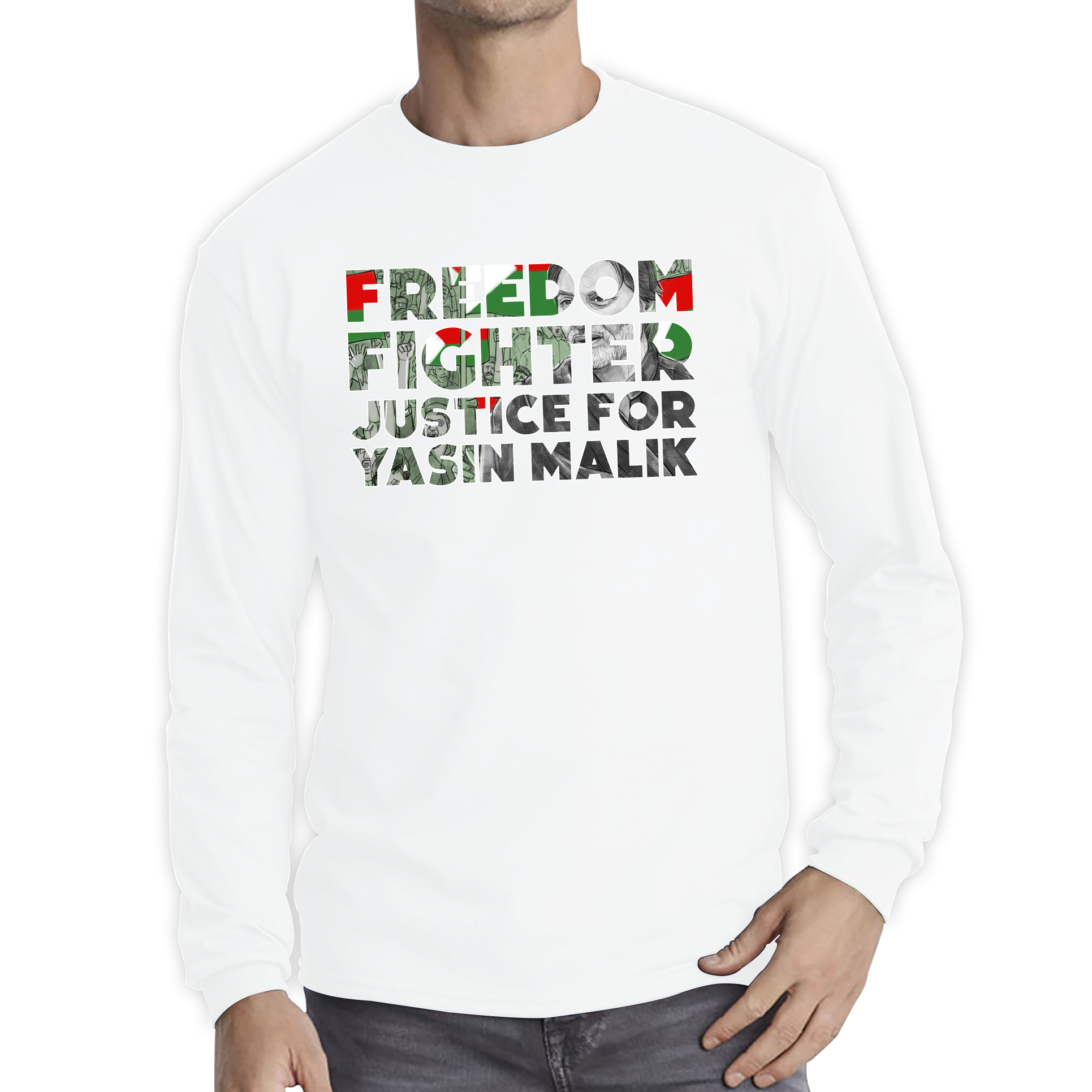 Freedom Fighter Justice For Yasin Malik Proud And Brave Leader Stand With Kashmir And Yasin Malik Long Sleeve T Shirt