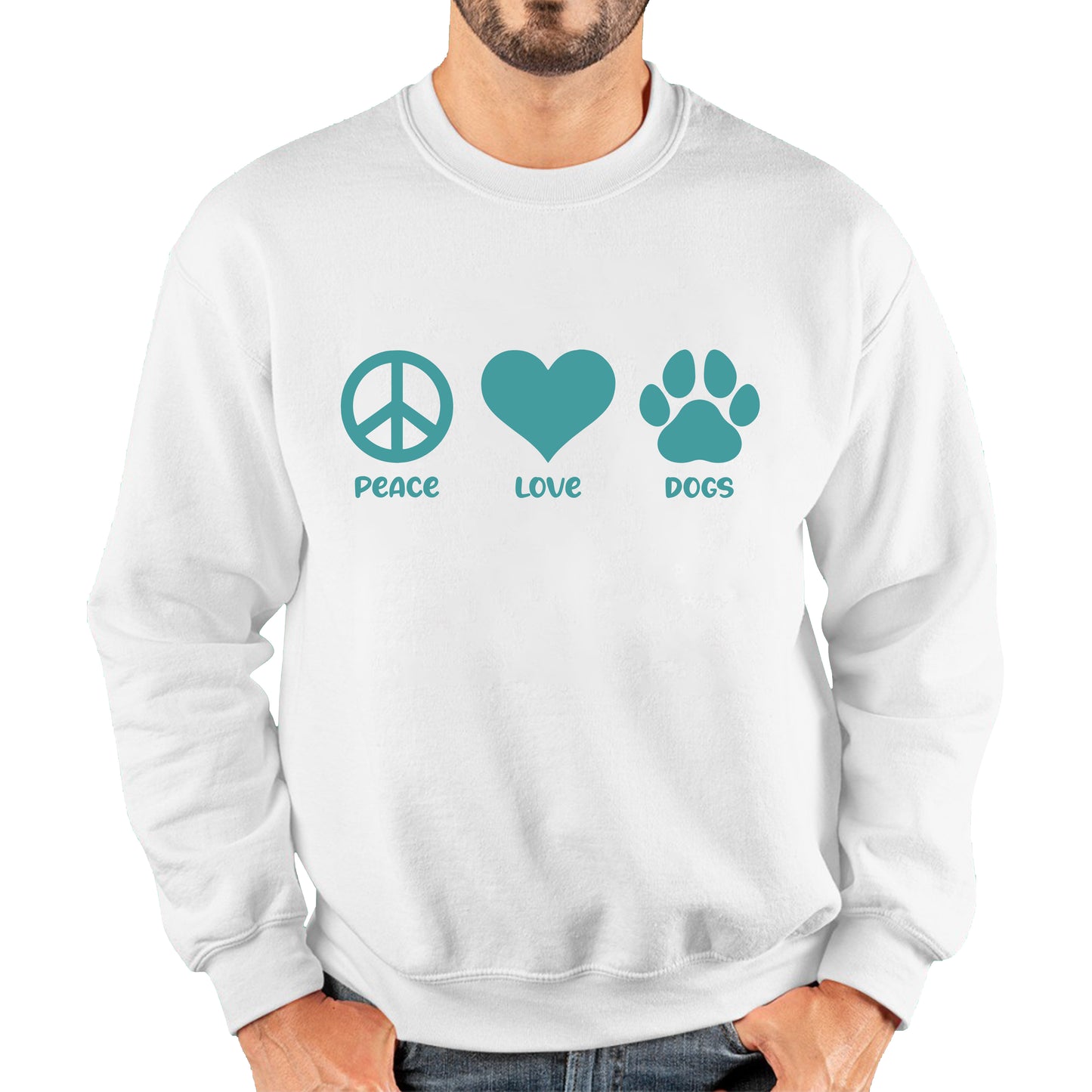 Peace Love Dogs Dog Paws Funny Dog Lovers Animal Pet Peace Logo Unisex Sweatshirt