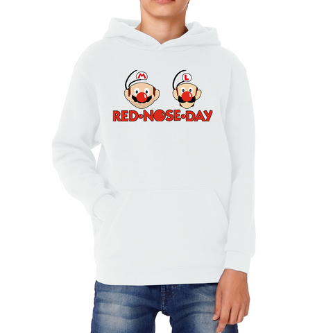 Super Mario Bros Red Nose Day Kids Hoodie. 50% Goes To Charity