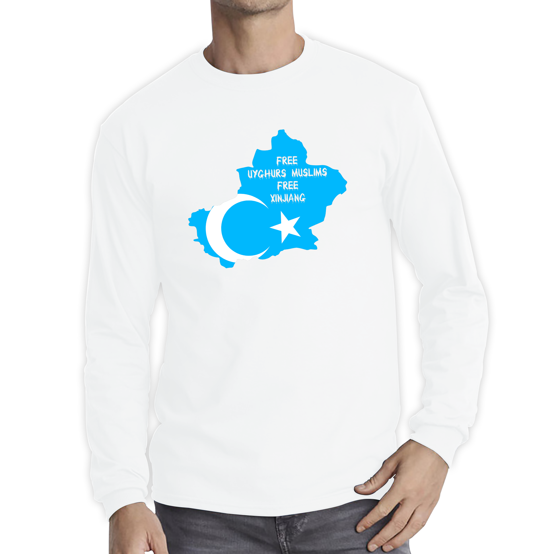 Free Uyghurs Muslims Free Xinjiang Freedom For Uygurs Uigurs East Turkestan Support And Freedom Long Sleeve T Shirt