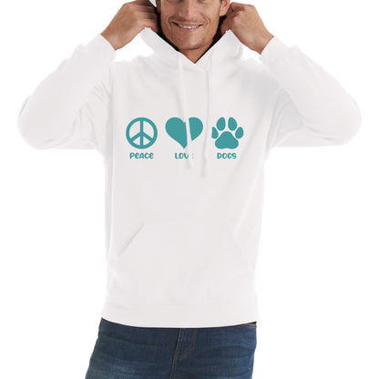 Peace Love Dogs Dog Paws Funny Dog Lovers Animal Pet Peace Logo Unisex Hoodie