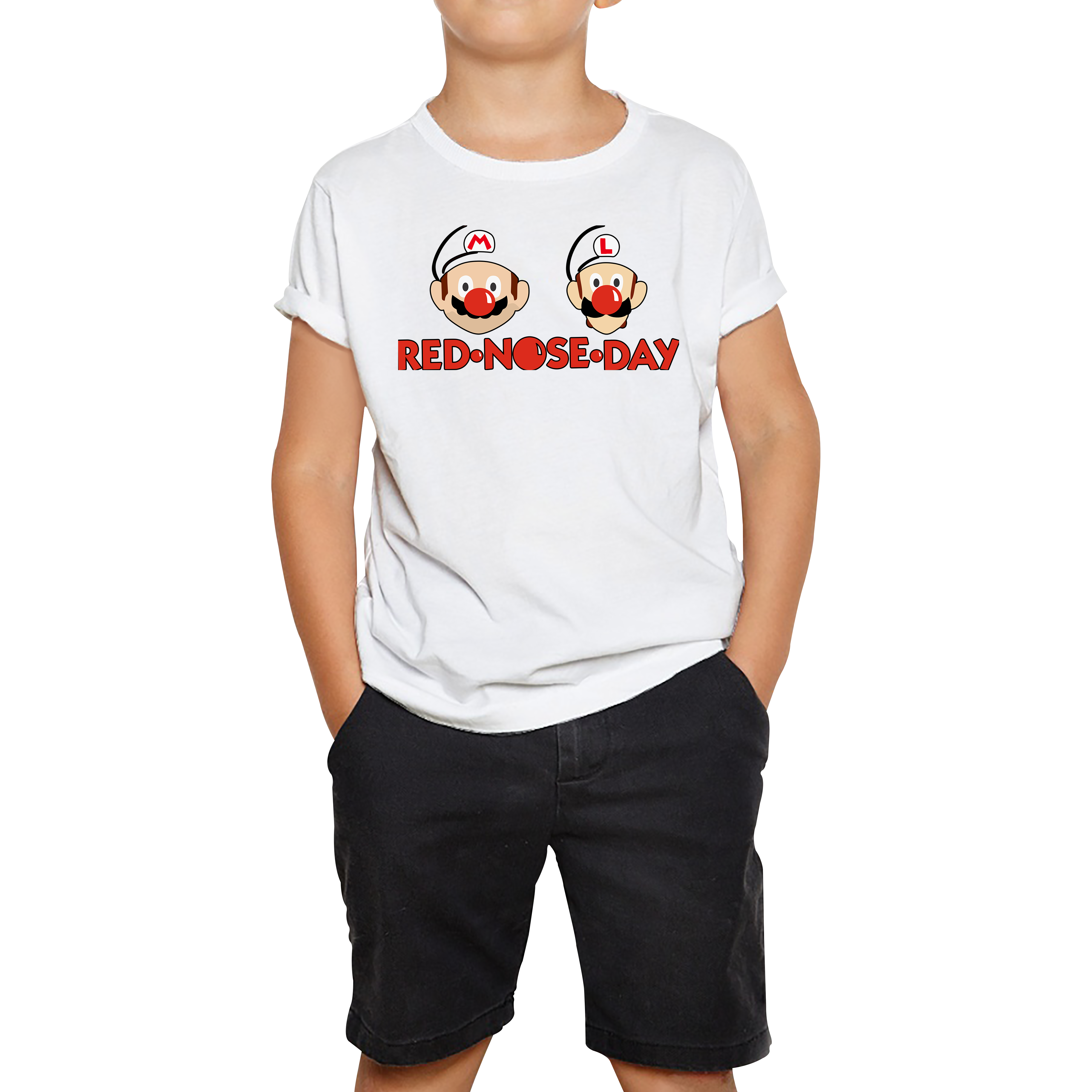 Super Mario Bros Red Nose Day Kids T Shirt. 50% Goes To Charity