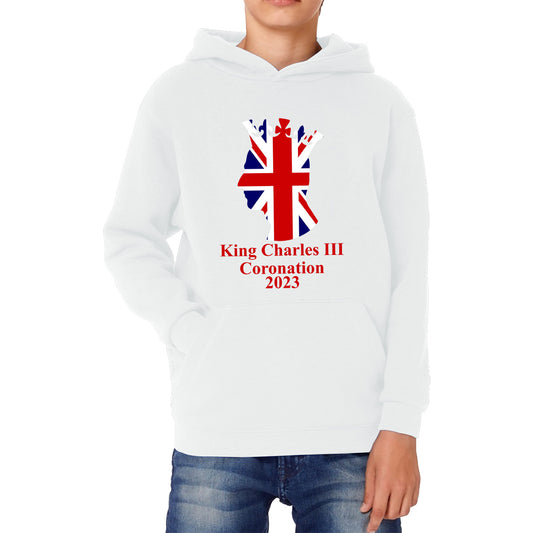 King Charles III Coronation 2023 United Kingdom King of England Royal Crown CR III His Majesty Kids Hoodie