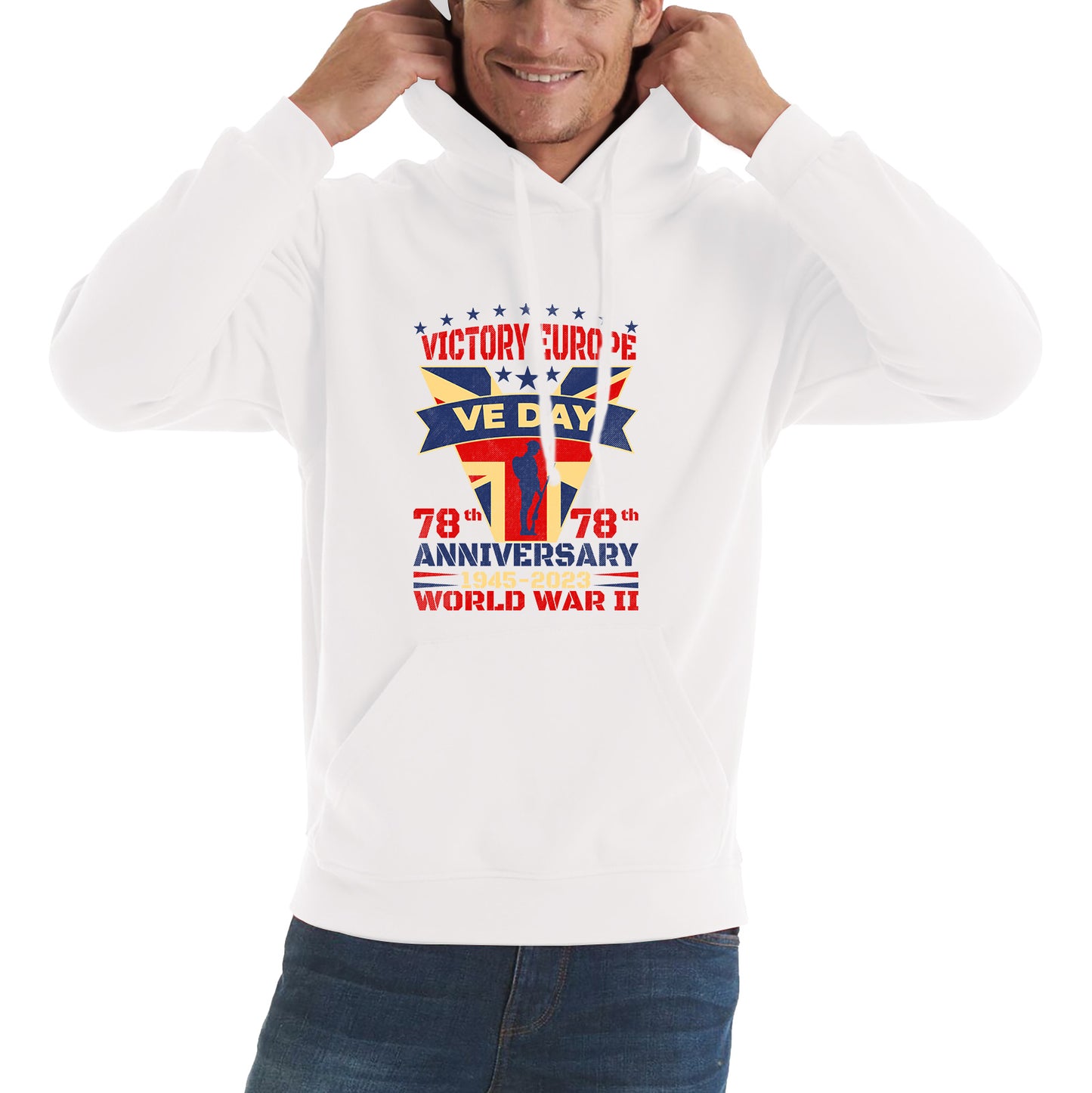 VE Day Victory In Europe Day Lest We Forget 1945-2023 World War II 78th Anniversary Remembrance Day British UK Veterans Unisex Hoodie