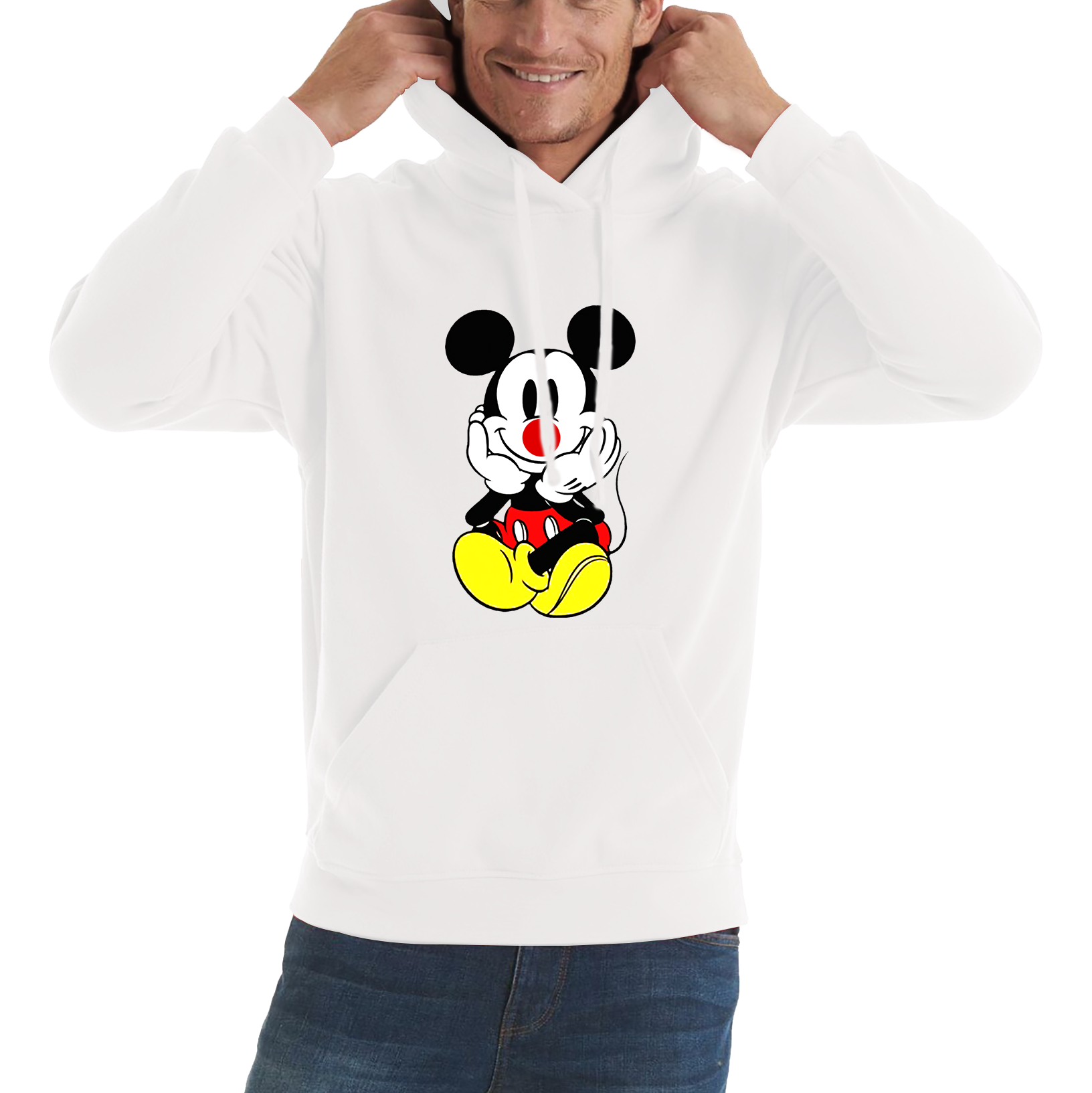 Mickey Mouse Red Nose Day Adult Hoodie. 50% Goes To Charity
