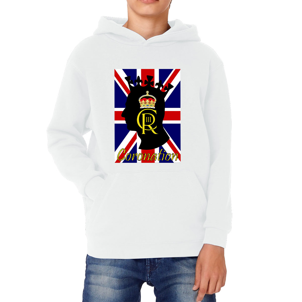 CR III Coronation Of King Charles III Royal Crown British Flag Great Britain Union Jack Kids Hoodie