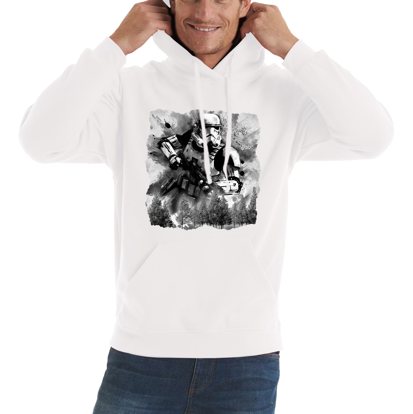 Hunter In The Forest Death Star Vintage Poster Graphic Movie Series Unisex Hoodie