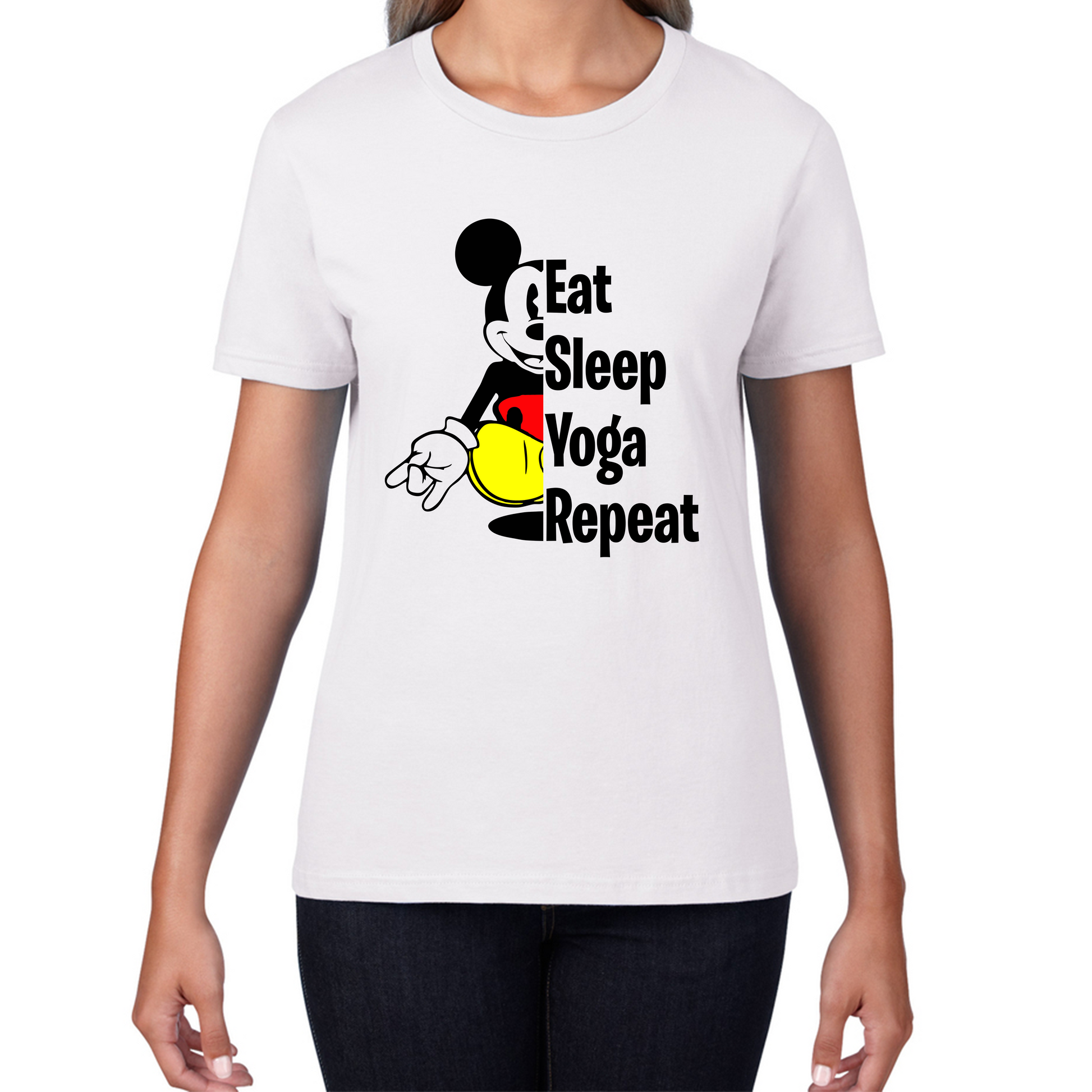 Mickey Mouse Eat Sleep Yoga Repeat Funny T Shirt