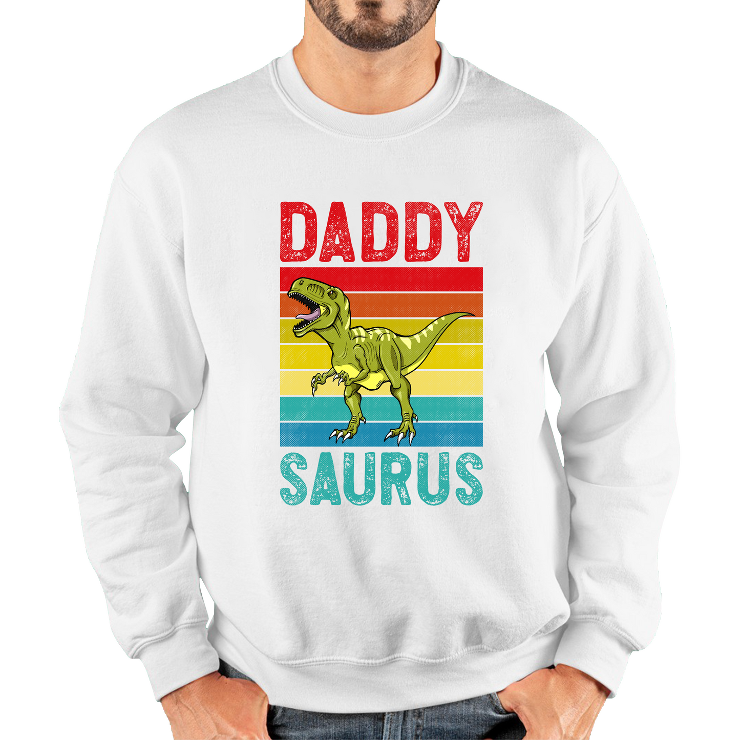 Daddy Saurus Funny T-Rex Father's Day Vintage Dinosaur Animal Unisex Sweatshirt