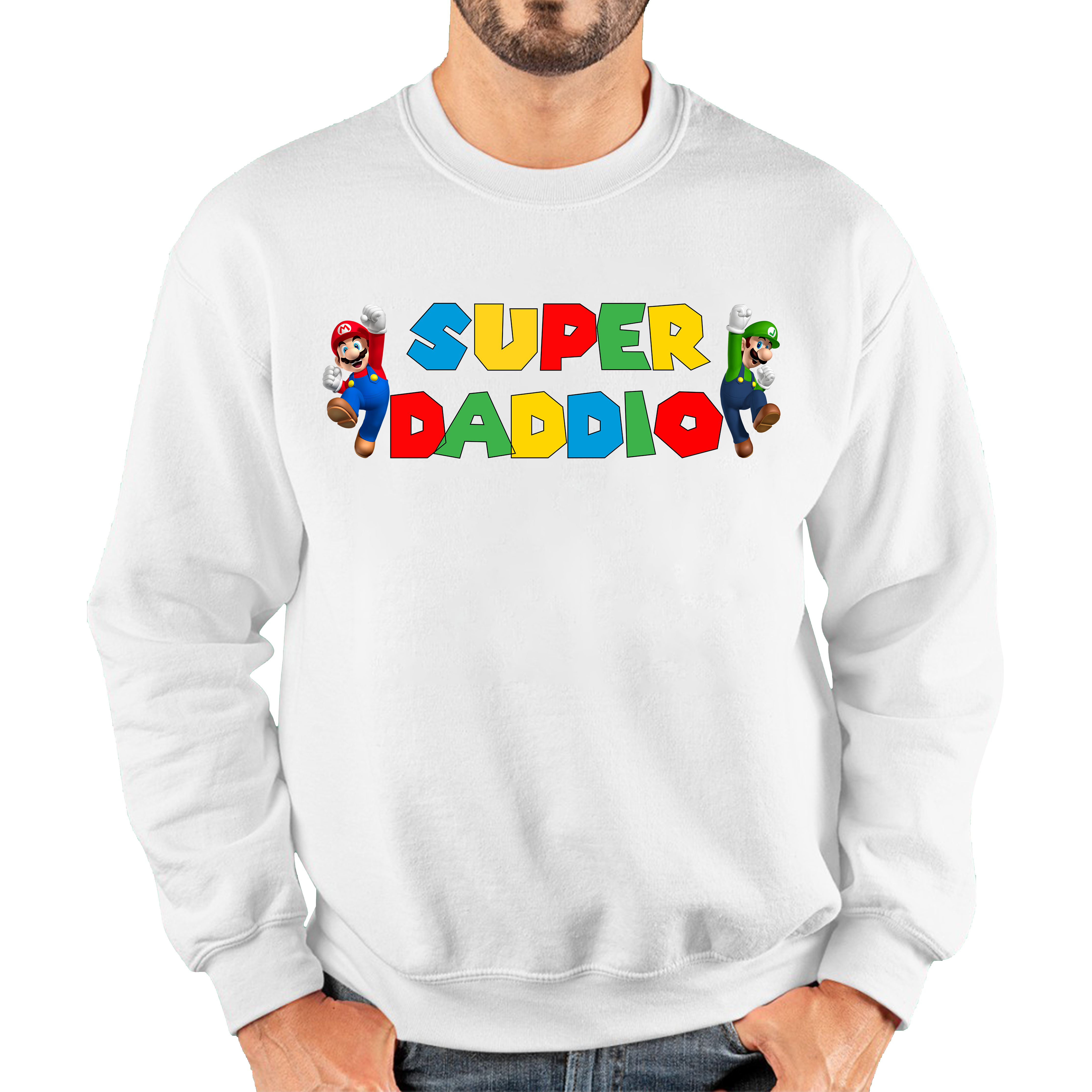 Super Daddio Funny Super Mario Fathers Day Love For Dad Daddy Funny Mario Bros Unisex Sweatshirt