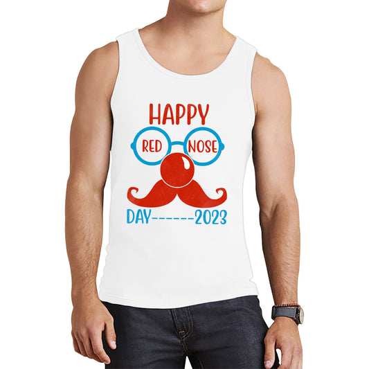 Happy Red Nose Day 2023 Glasses Moustache Child Poverty Awareness Party Wear Tank Top