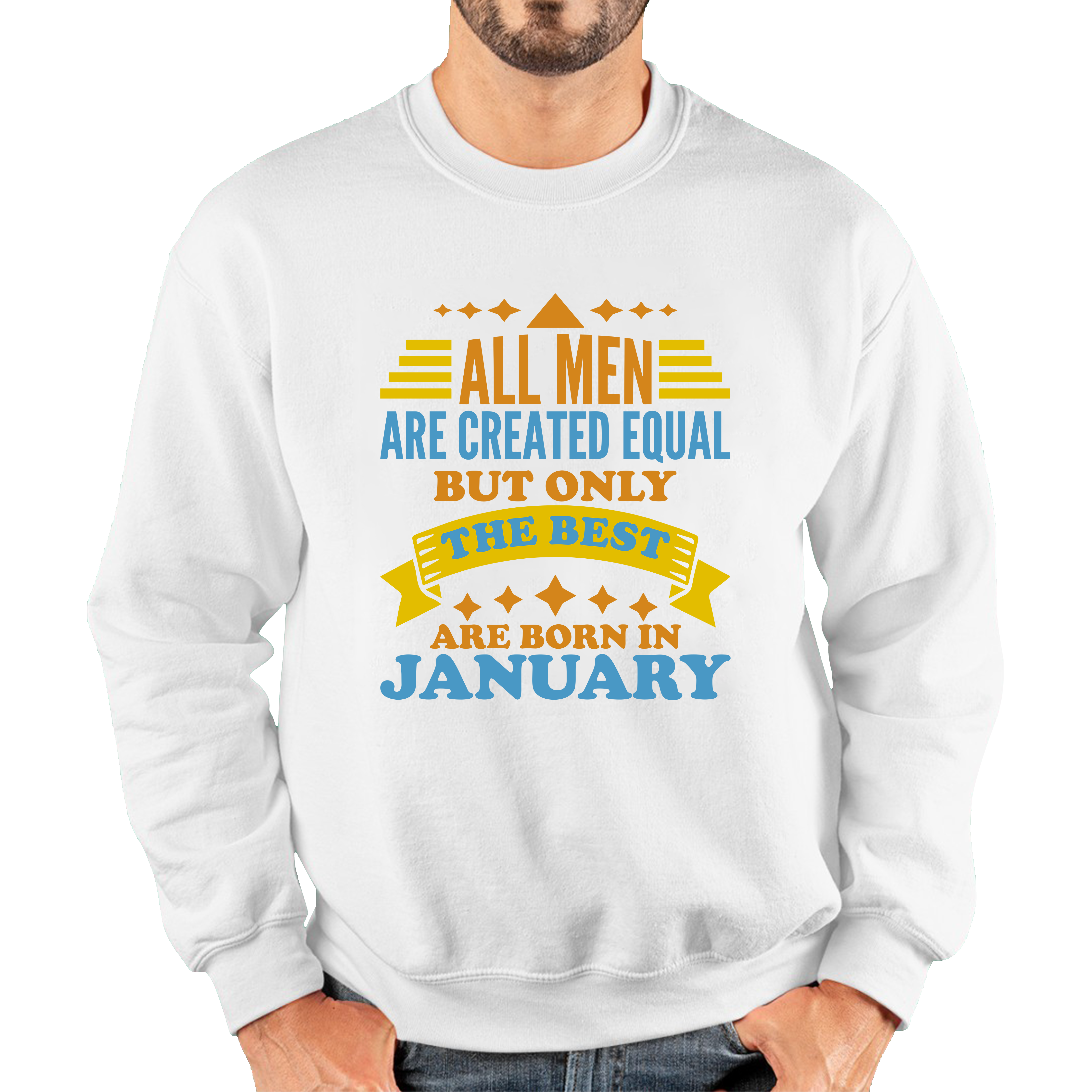All Men Are Created Equal But Only The Best Are Born In January Funny Birthday Quote Unisex Sweatshirt