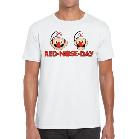 Super Mario Bros Red Nose Day Adult T Shirt. 50% Goes To Charity