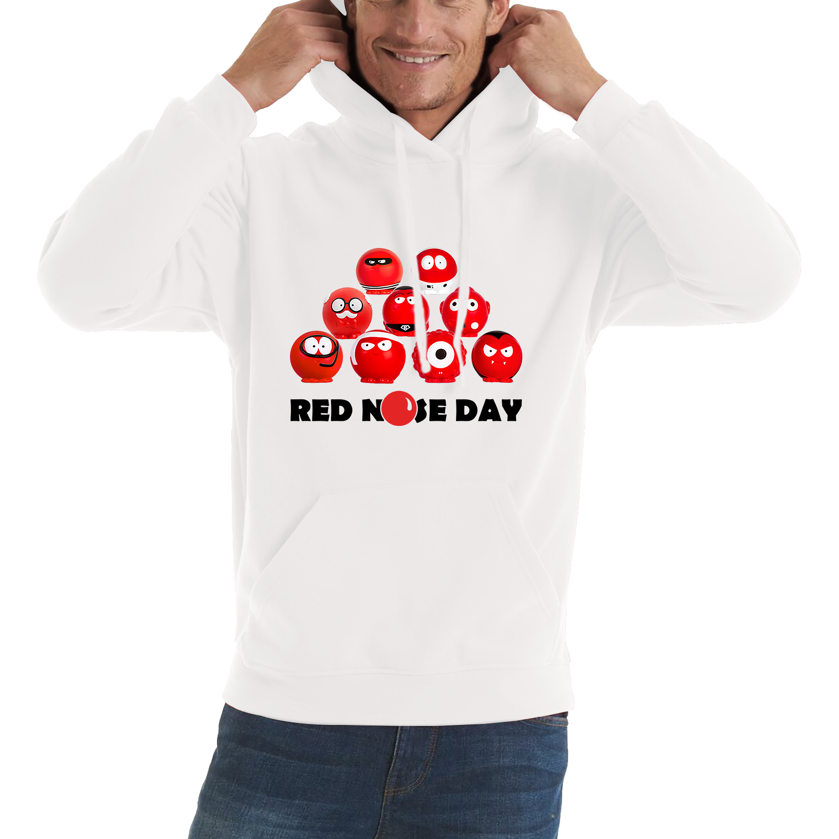 Red Nose Day Comic Relief Noses Adult Hoodie. 50% Goes To Charity
