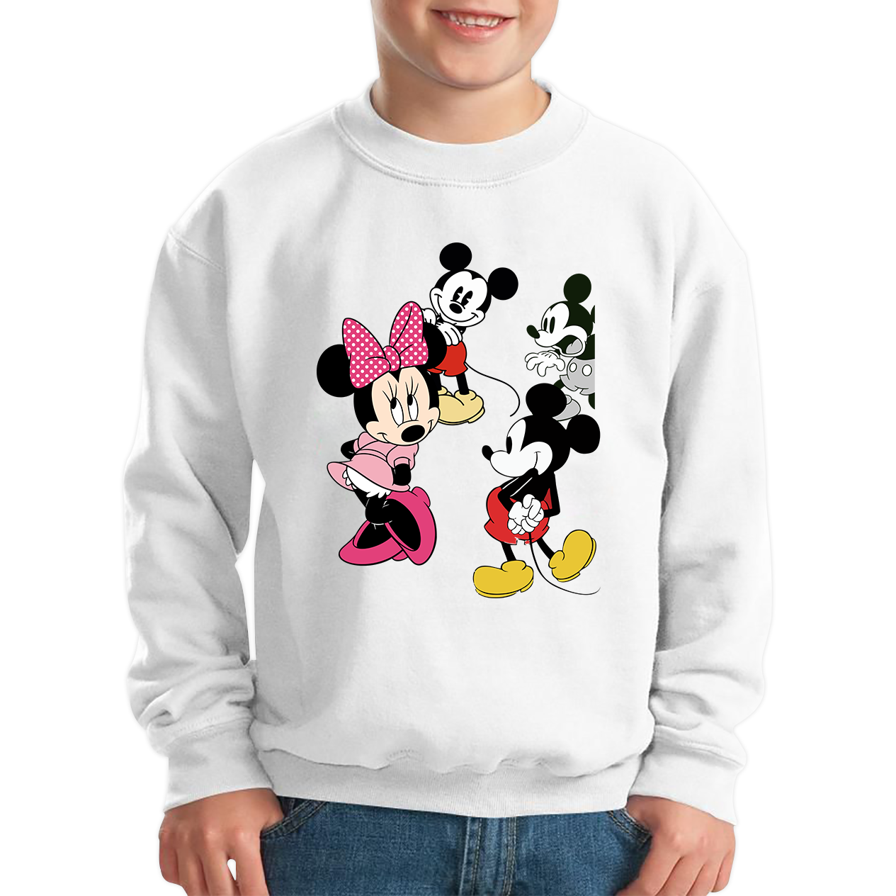 Disney Mickey Minnie Mouse Disneyland Cartoon Characters Disney World Walt Disney Kids Jumper 3 4 Yrs White