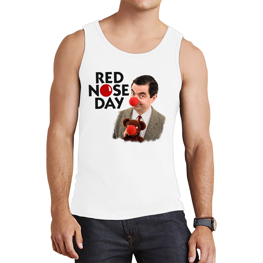 Red Nose Day Funny Mr Bean Tank Top. 50% Goes To Charity
