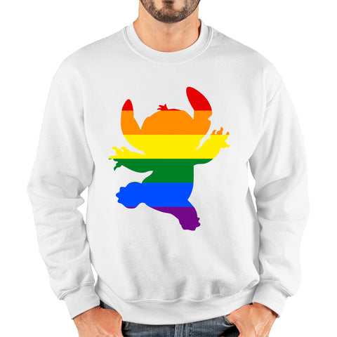 Disney Ohana Stitch Pride LGBT Lilo & Stitch Comedy Cartoon Pride Month LGBTQ+ Rainbow Colours Unisex Sweatshirt