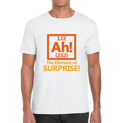 Ah The Element Of Surprise Funny Novelty Scientist Periodic Table Joke Mens Tee Top