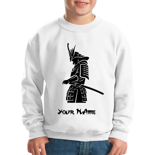 Personalised Samurai Your Name Japanese Retro Samurai Warrior Judo Karate MMA Swords Kids Jumper