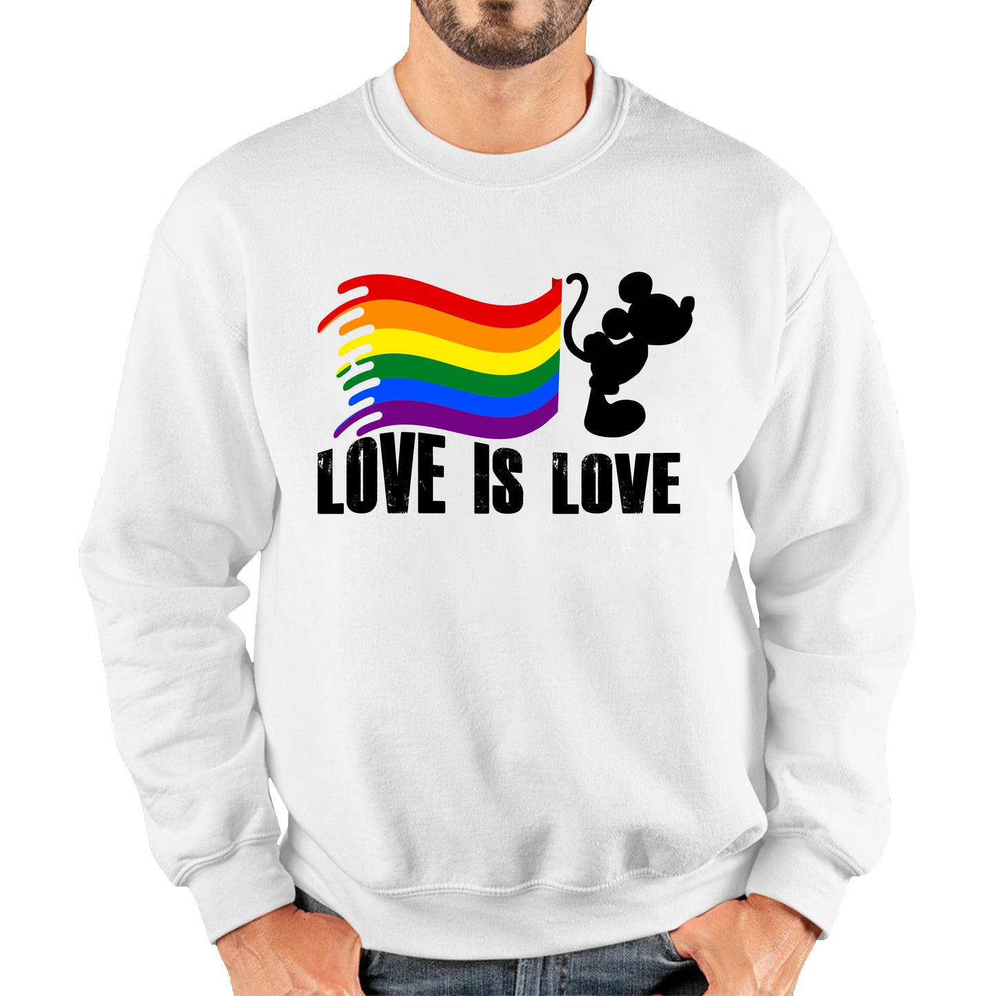 Love Is Love Disney Mickey Mouse Pride Flag Disneyland LGBT Flag Cartoon Pride Unisex Sweatshirt