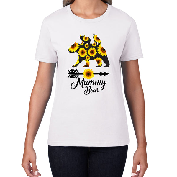 Mummy Bear Sunflower Women's Mama Bear Mother's Day Parent's Love Autism Awareness Womens Tee Top