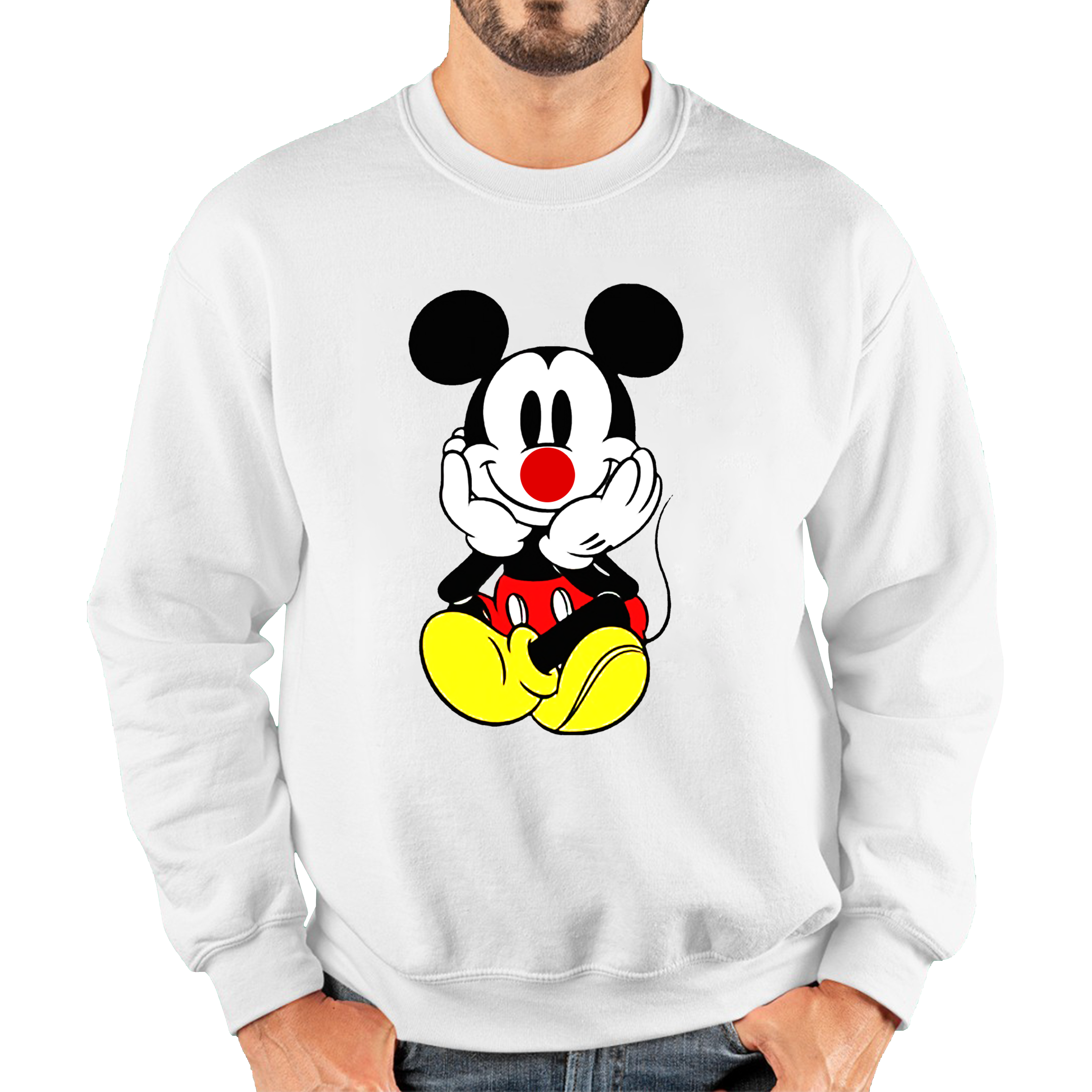 Mickey Mouse Red Nose Day Adult Sweatshirt. 50% Goes To Charity