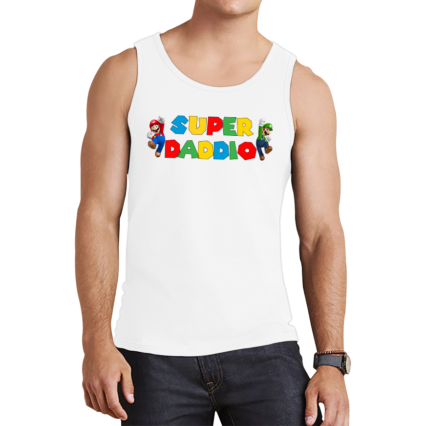 Super Daddio Funny Super Mario Fathers Day Love For Dad Daddy Funny Mario Bros Tank Top