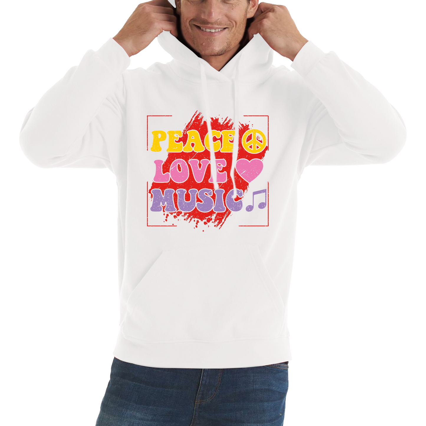 Peace Love Music Funny Music Lover Inspirational Motivational Music Festival Musician Unisex Hoodie