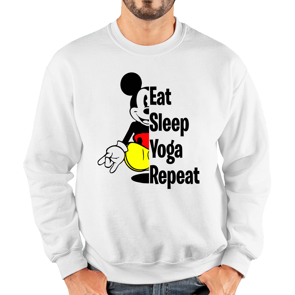 Mickey Mouse Eat Sleep Yoga Repeat Funny Disney Land Exercise Yoga Unisex Sweatshirt