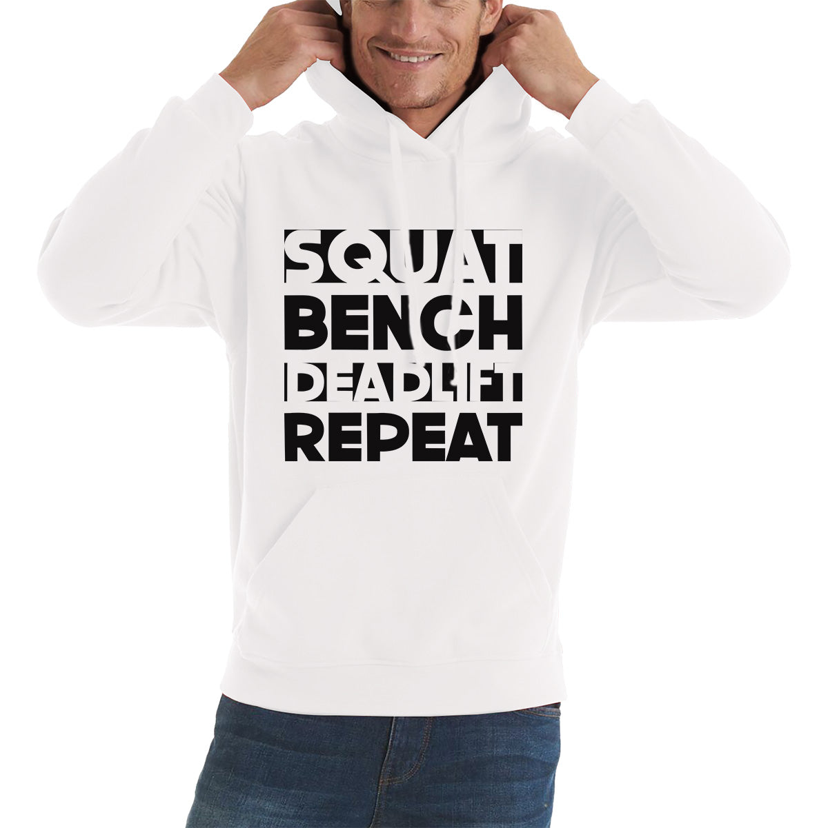Squat Bench Deadlift Repeat Gym Weightlifting Training Motivational Quote Fitness Workout Unisex Hoodie