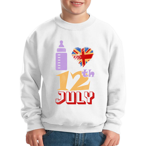 I Love 12th July Funny UK United Kingdom Vintage Flag Great Britain Proud British Long Live Uk Forever Kids Jumper