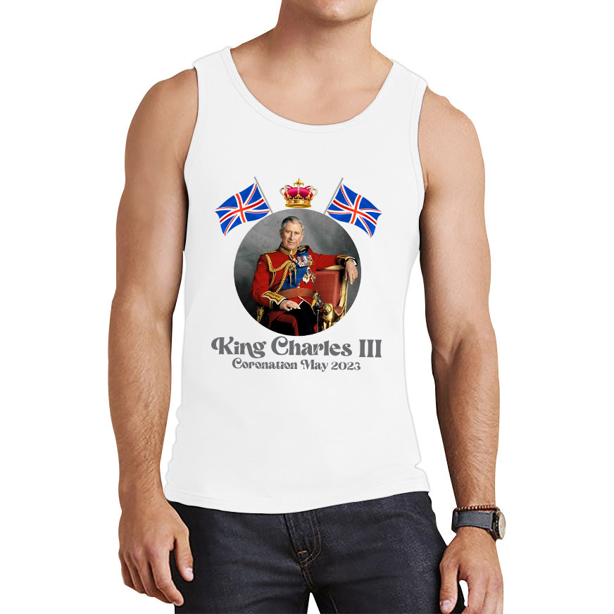 King Charles III 6th May 2023 Coronation British Flags Royal Crown CR III Union Jack His Majesty Tank Top