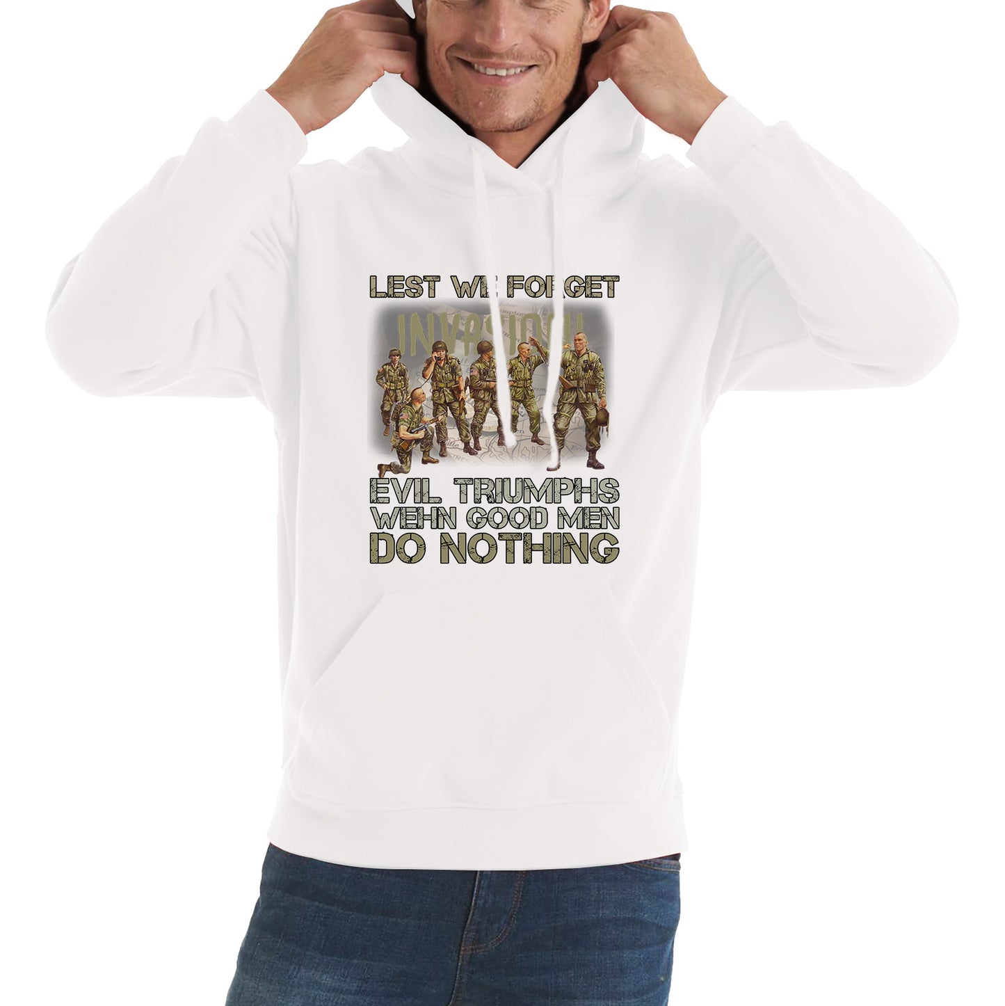 Lest We Forget Evil Triumphs When Good Men Do Nothing British Army Remembrance Day Veterans Day Unisex Hoodie