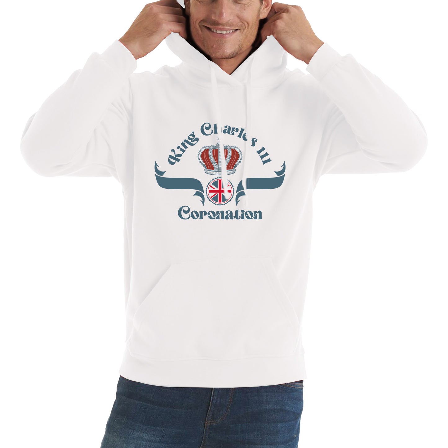 King Charles III Coronation Royal Crown CR III His Majesty Union Jack God Save The King Uk Flag Unisex Hoodie