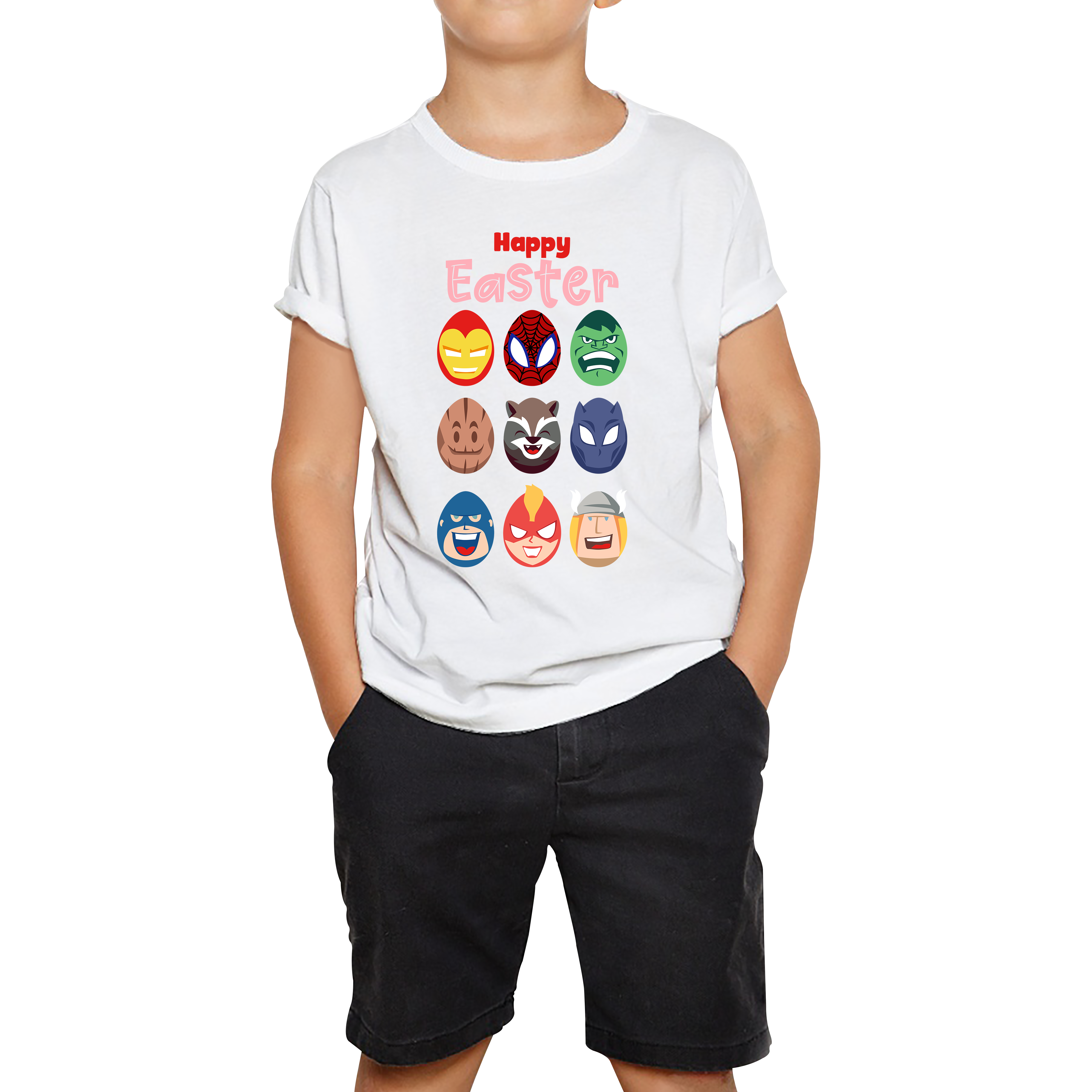 Happy Easter Marvel Avengers Characters Face Avengers Characters Easter Day Happy Easter Cute Superhero Kids Tee