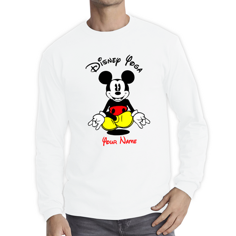 Personalised Disney Mickey Mouse Yoga Your Name Cute Cartoon Characters Long Sleeve T Shirt