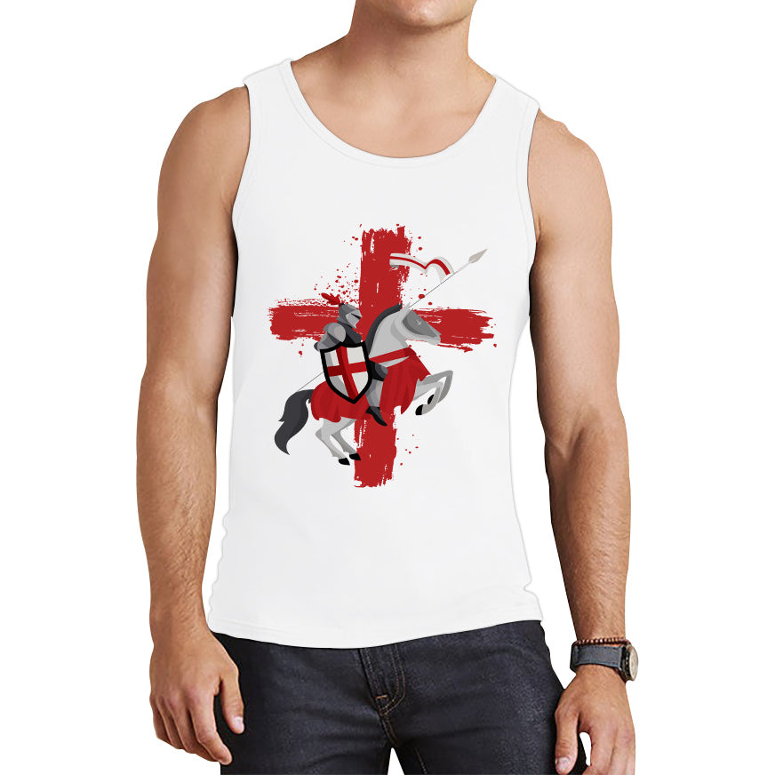 St George Day The Medieval Knight Saint Of England Celebrated On Saint Georges's Day Riding His Rearing Horse Tank Top