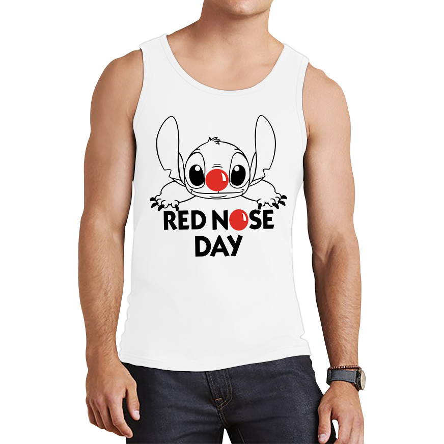 Red Nose Day Funny Ohana Disney Stitch Tank Top. 50% Goes To Charity