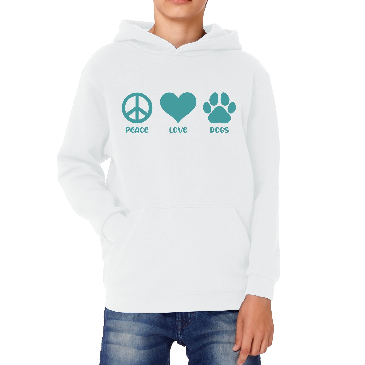 Peace Love Dogs Dog Paws Funny Dog Lovers Animal Pet Peace Logo Kids Hoodie