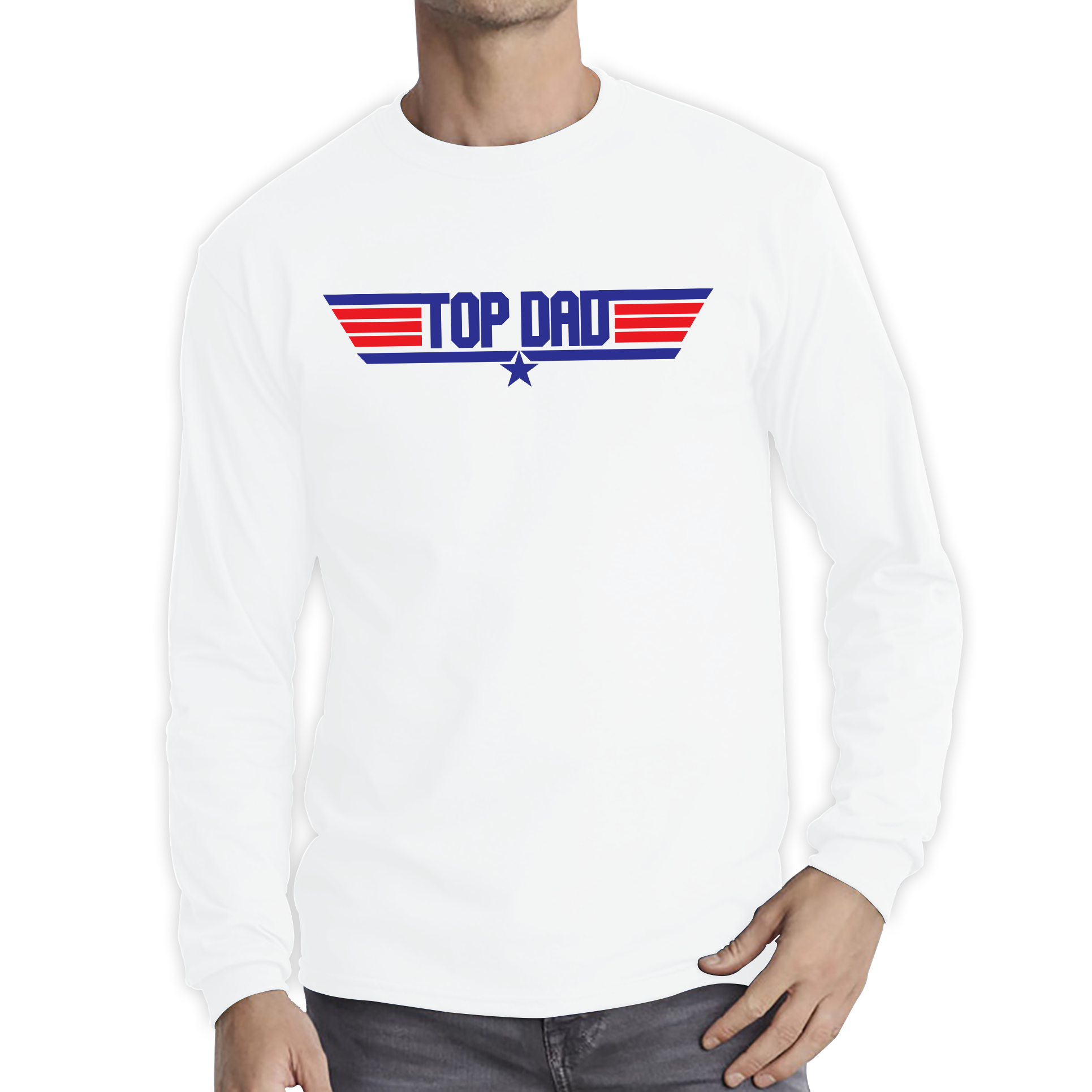 Top Dad Fathers Day Funny Top Gun Spoof Action Adventure Film Best Dad Gift For Father Long Sleeve T Shirt