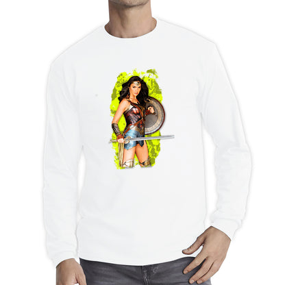 Gal Gadot Wonder Woman Shield Comic Book Character Wonder Girl Superhero Long Sleeve T Shirt