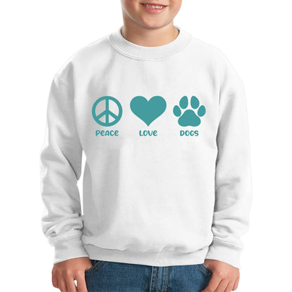Peace Love Dogs Dog Paws Funny Dog Lovers Animal Pet Peace Logo Kids Jumper