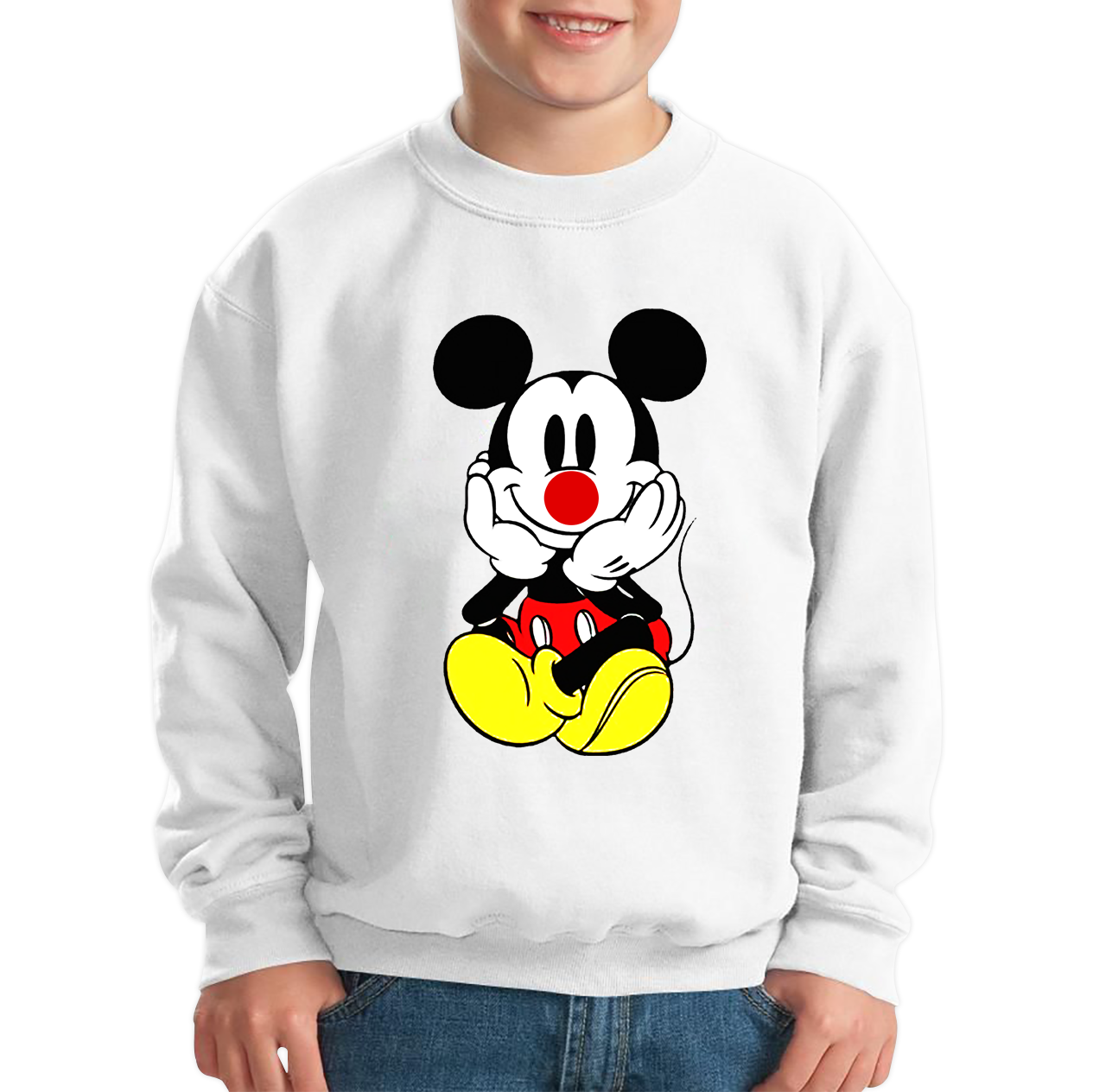 Mickey Mouse Red Nose Day Kids Sweatshirt. 50% Goes To Charity