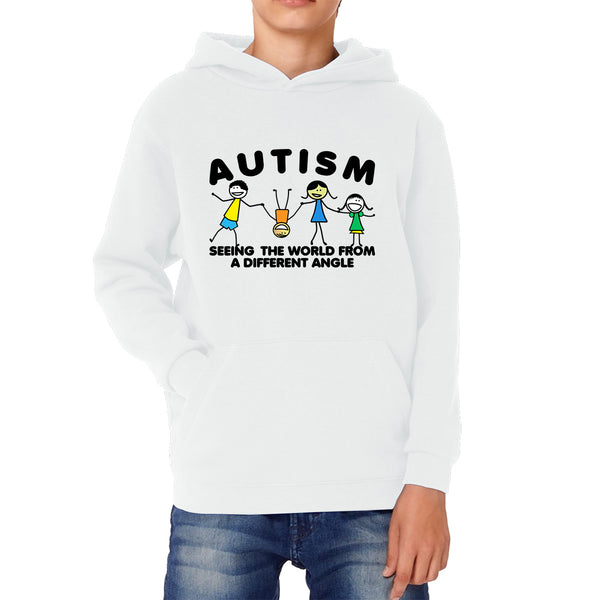 Autism Seeing The World From A Different Angle Autism Awareness Autism Support Autistic Pride Kids Hoodie