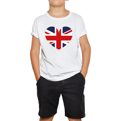 Uk Flag Heart Shape Battle Of Boyne's Queen Platinum Jubilee British Royal Kids Tee
