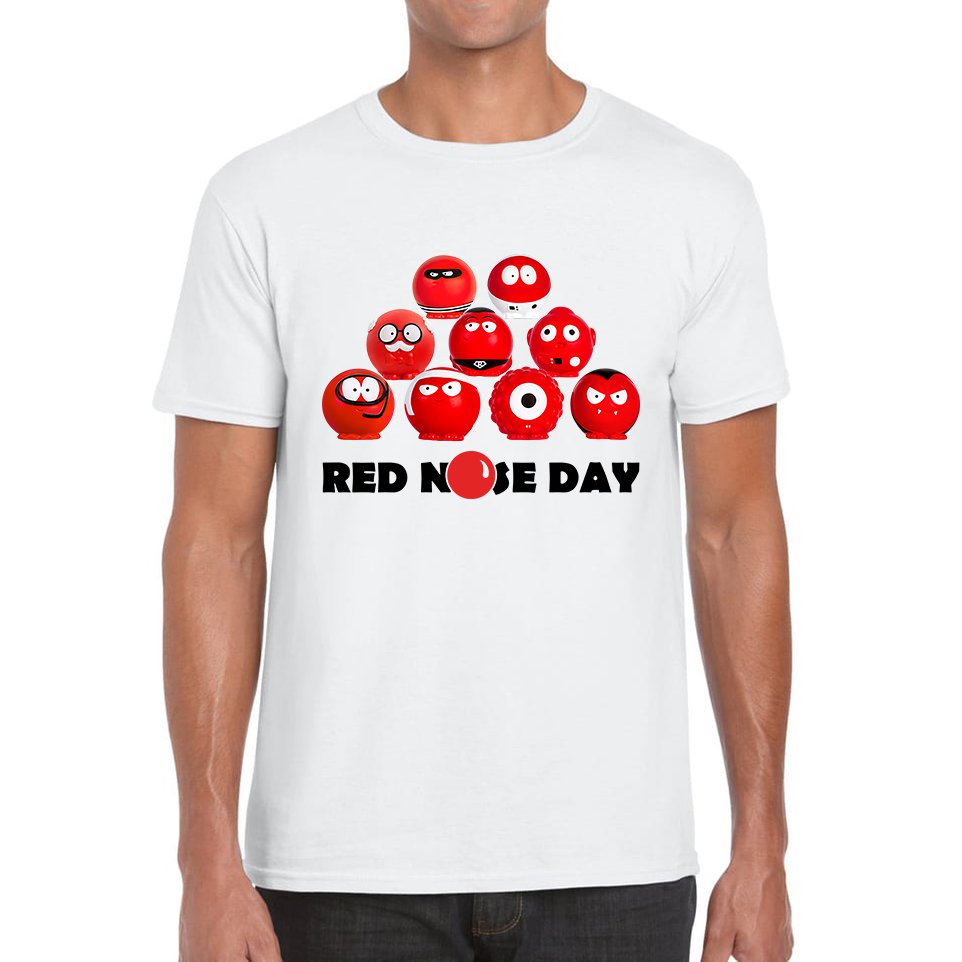 Red Nose Day Comic Relief Noses Adult T Shirt. 50% Goes To Charity