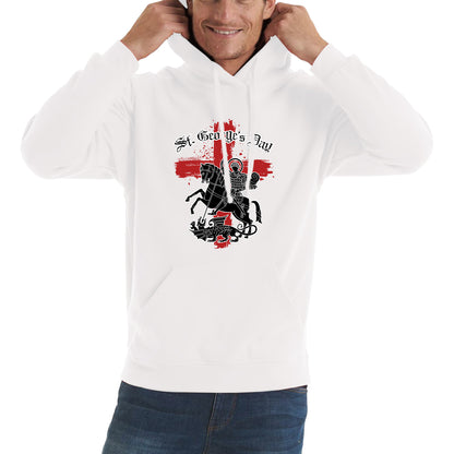 St George's Day Coat Of Arms Of Moscow Heraldic Horseman With A Spear In His Hand Slaying A Zilant Saint George And The Dragon England Flag Unisex Hoodie